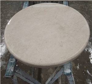 Crema Marfil Marble Round Side Tea Table Stone Top