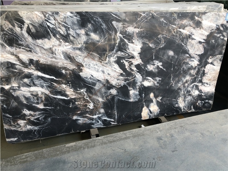 Karibib Ice Black Marble Slabs Floor Wall Tiles