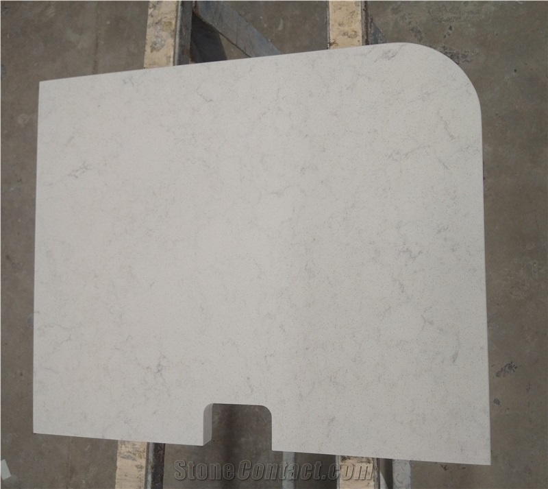 Simply Crafted White Quartz Stone Desk Tops Design
