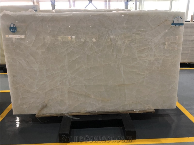 White Crystal Onyx Slabs Tiles Interior Wall Decor