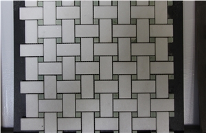White Marble Basketweave Mosaic Floor Wall Tiles