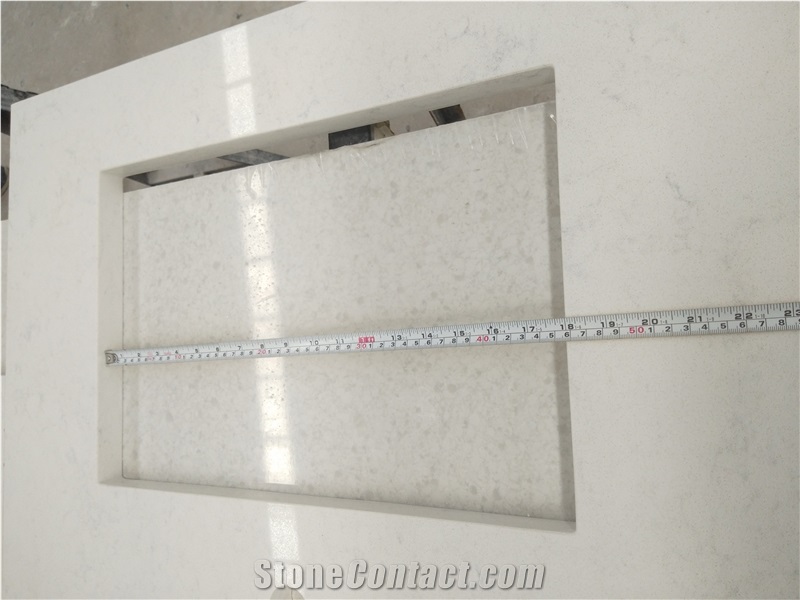 White Quartz Stone Prefab Bathroom Vanity Tops