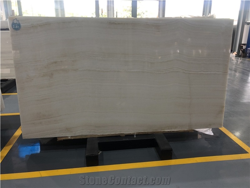 White Wood Vein Onyx Polished Slab for Wall Decor