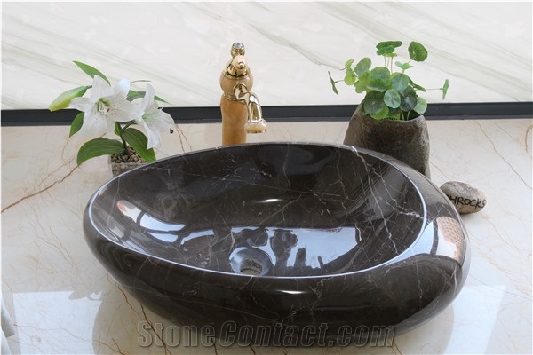 Coffee Mousse Marble Washbasin, Brown Marble Sink