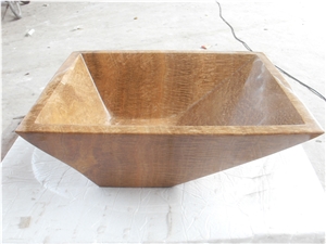Wooden Yellow Marble Sink, Marble Basins