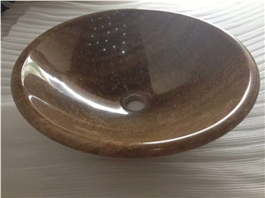 Wooden Yellow Marble Sink, Marble Washbasin