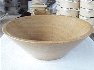Wooden Yellow Marble Sink, Yellow Marble Basins