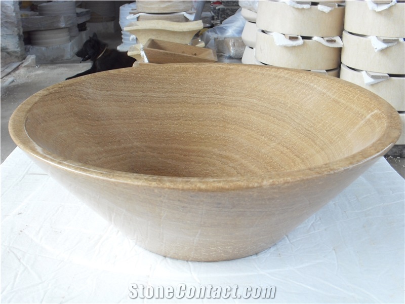 Wooden Yellow Marble Sink, Yellow Marble Basins
