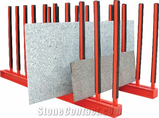 A Frame Stone Slab Storage Display Rack with Wheel