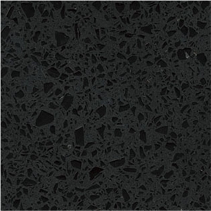 Absolute Black Quartz Stone Tile Kitchen Slab