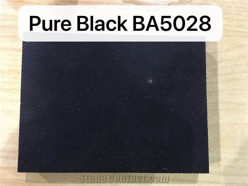Black Artificial Quartz Slabs for Countertops Vanities