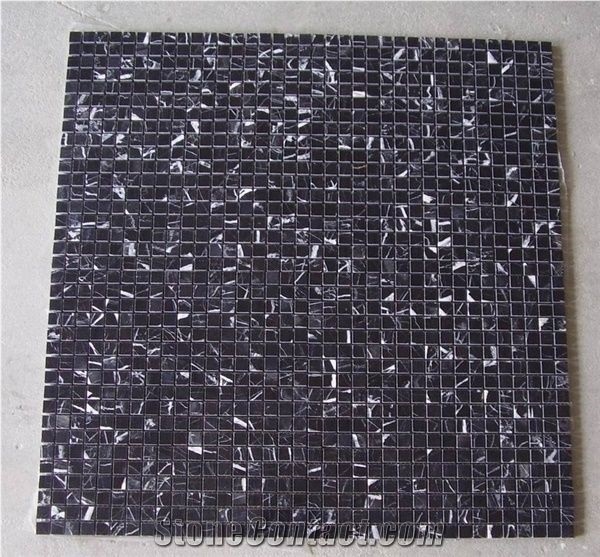 Black Nero Marquina Marble Polished Mosaic Tiles
