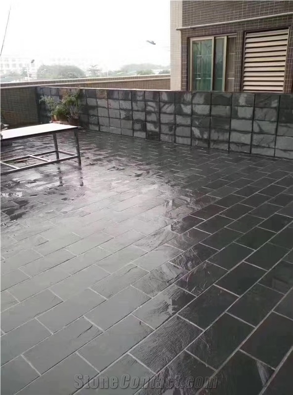 Chinese Black Dark Grey Slate Flooring Tiles