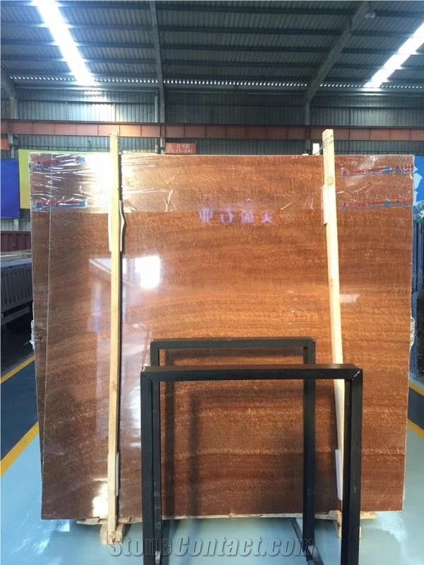 Chinese Wood Vein Yellow Marble Polished Wall Tile