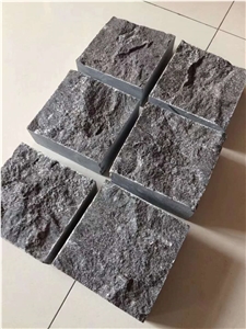 G684 Black Basalt Cubes Natural Split Cobble Stone