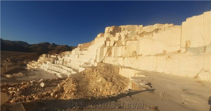 Golden White Marble Rough Blocks Iran White Marble