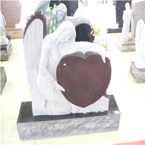 Grey G603 Heart Shape Granite Carving Tombstone