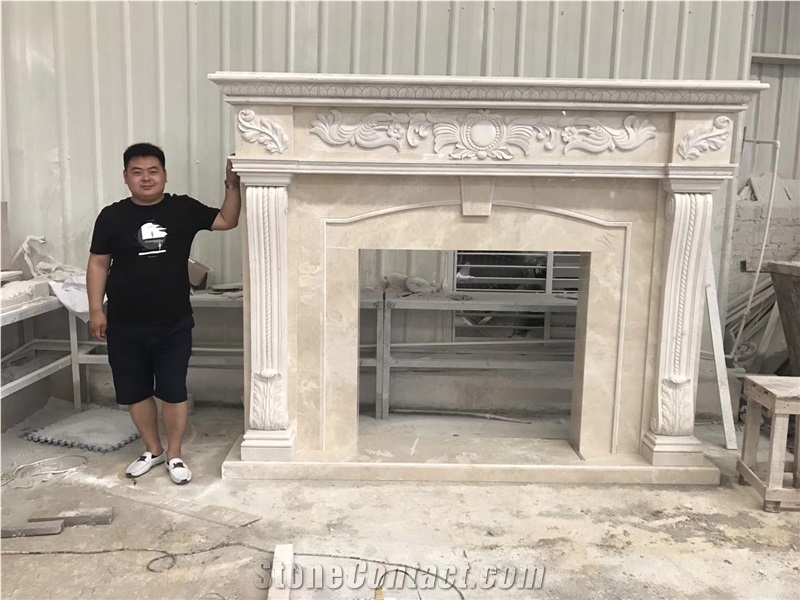 Hand Carved White Marble Fireplaces Mantel Stoves