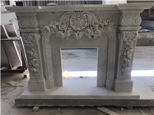 Hand Carved White Marble Fireplaces Mantel Stoves
