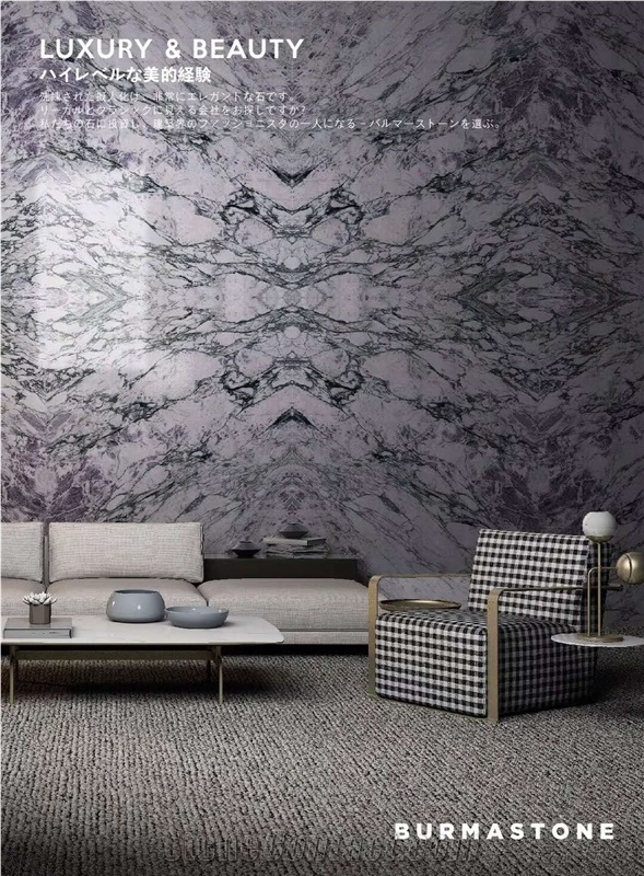 Lily Green Marble Slabs Violet Veins Wall-Facades