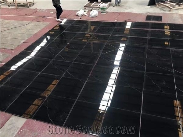Nero Marquina Marble Slabs Flooring Tiles