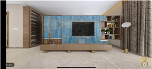 Translucent Blue Onyx Interior Wall Tile Slab