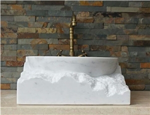 White Marble Stone Sink, Wash Bowls, Wash Basins