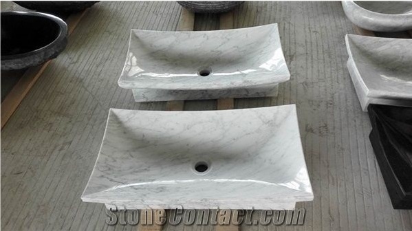White Marble Stone Sink, Wash Bowls, Wash Basins