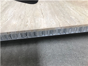 Wall Thin Travertine Beige Aluminum Backed Honeycomb Panel