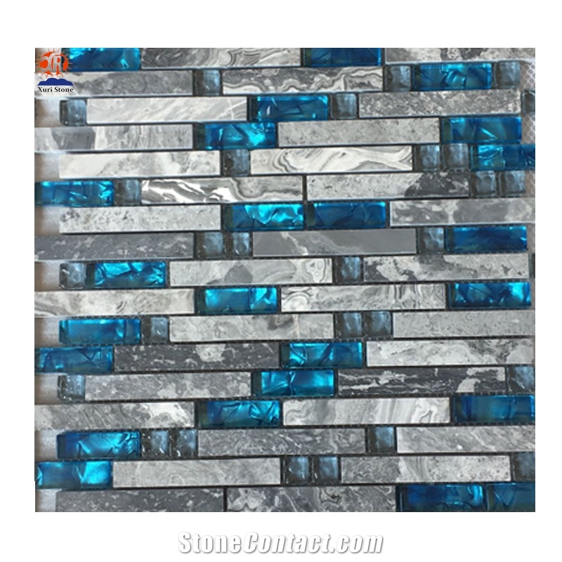30x30cm Blue Glass Mosaic for Swimming Pool Tiles