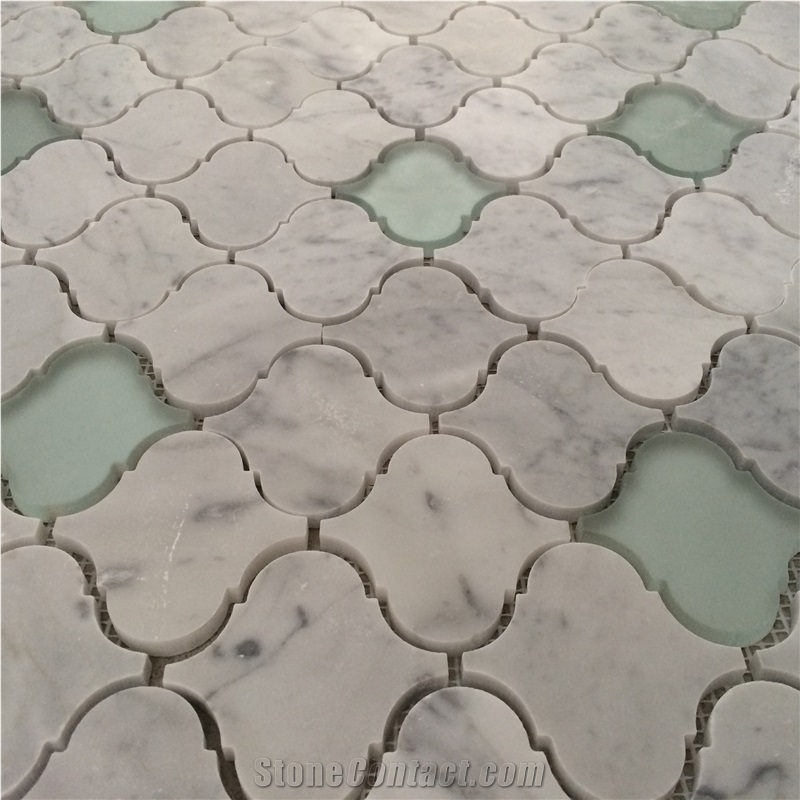 Carrara White Marble Lantern Mosaic Tiles