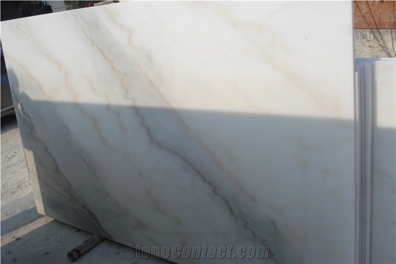 Cheapest China White Marble Slab with Beige Veins