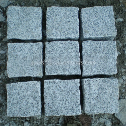 China G603 Grey Granite Cube Stone Pavers on Mesh