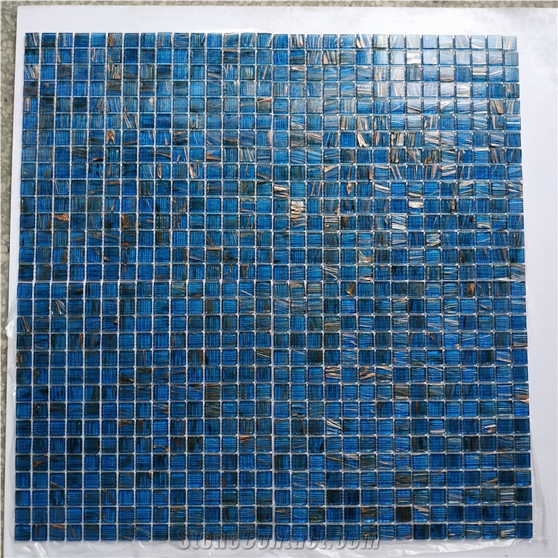 China Polished Blue Glass Mosaic Flooring Tile