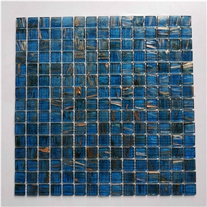 China Polished Blue Glass Mosaic Flooring Tile