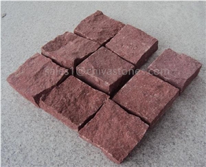 China Red Granite Landscaping Cube Stone