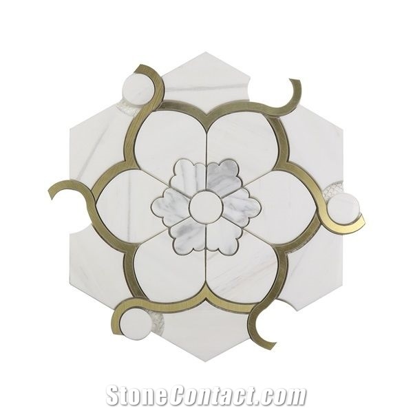 Flower Shape Royal White Marble Mosaic