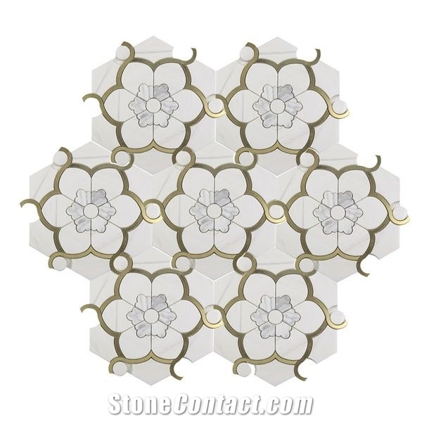 Flower Shape Royal White Marble Mosaic