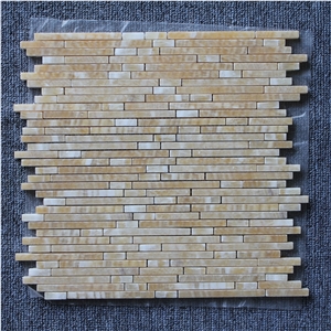 Mixed Color Linear Strip Marble Mosaic Tile