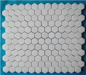 Polished Hexagon Design White Marble Mosaic Tile