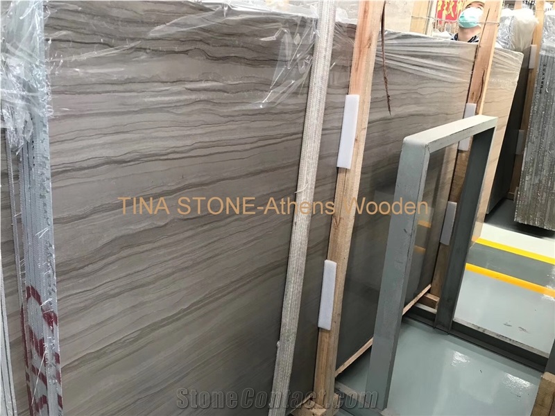 Athens Wooden Marble Tiles Slabs