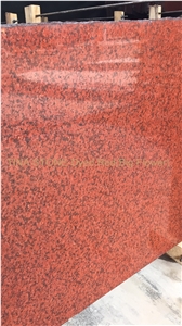 Dyed Red Big Flower Granite Tile Slabs