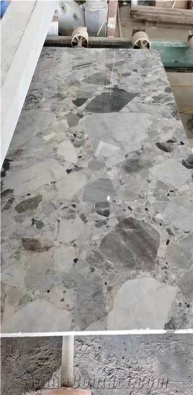 Natural Terrazzo Fossil Marble Polished Slab