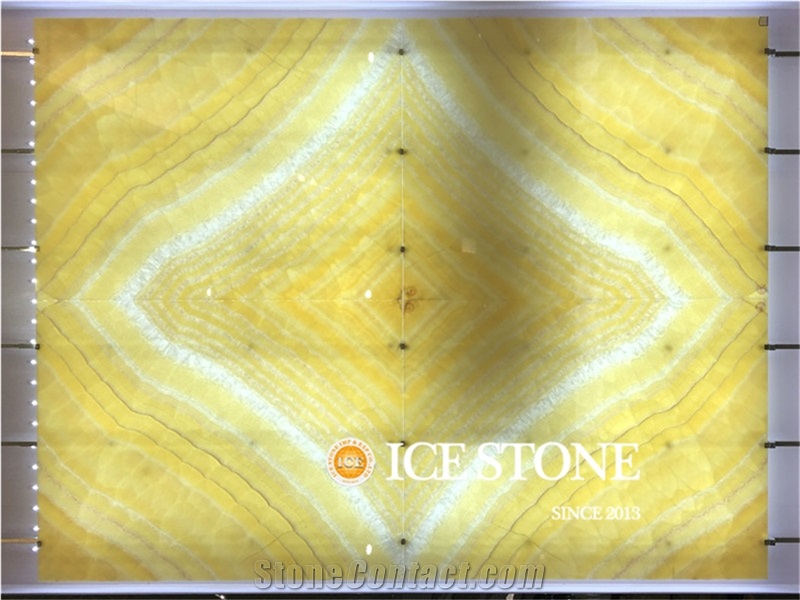 Honey Yellow Peach Onyx Slabs Flooring Tiles