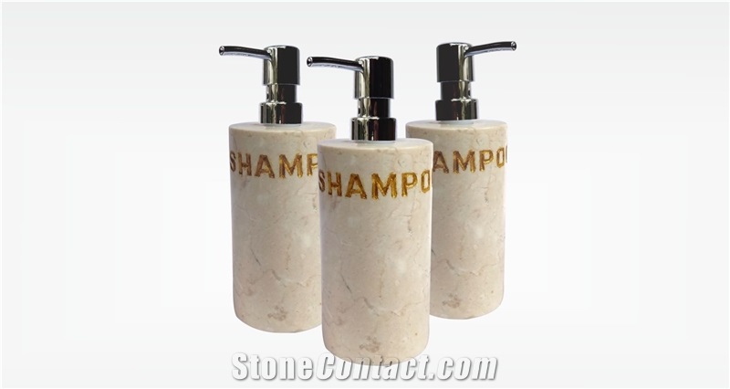 Marble Cream Shampoo Storage Premium, Bathroom Dispenser Bath Accessories