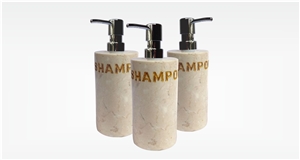 Marble Cream Shampoo Storage Premium, Bathroom Dispenser Bath Accessories