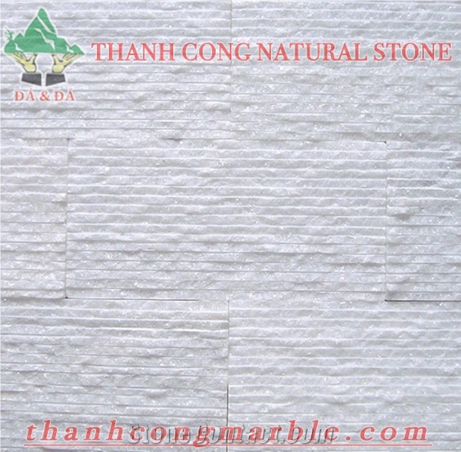 Crystal White Chiseled Marble Wall Cladding Tiles