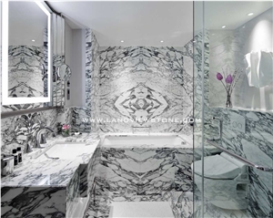 Arabescato White Marble Bathroom Floor Wall Design
