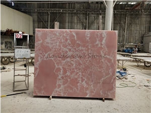 Pure Pink Onyx Onice Rosa Slabs Opus Romano Wall