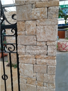 Split Face Cream Limestone Wall Stone Cladding